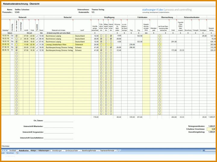 Fantastisch Vorlage Reisekostenabrechnung Excel 1650x1238