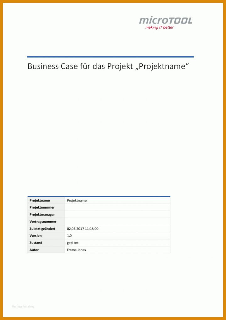 Überraschend Business Case Vorlage 760x1075