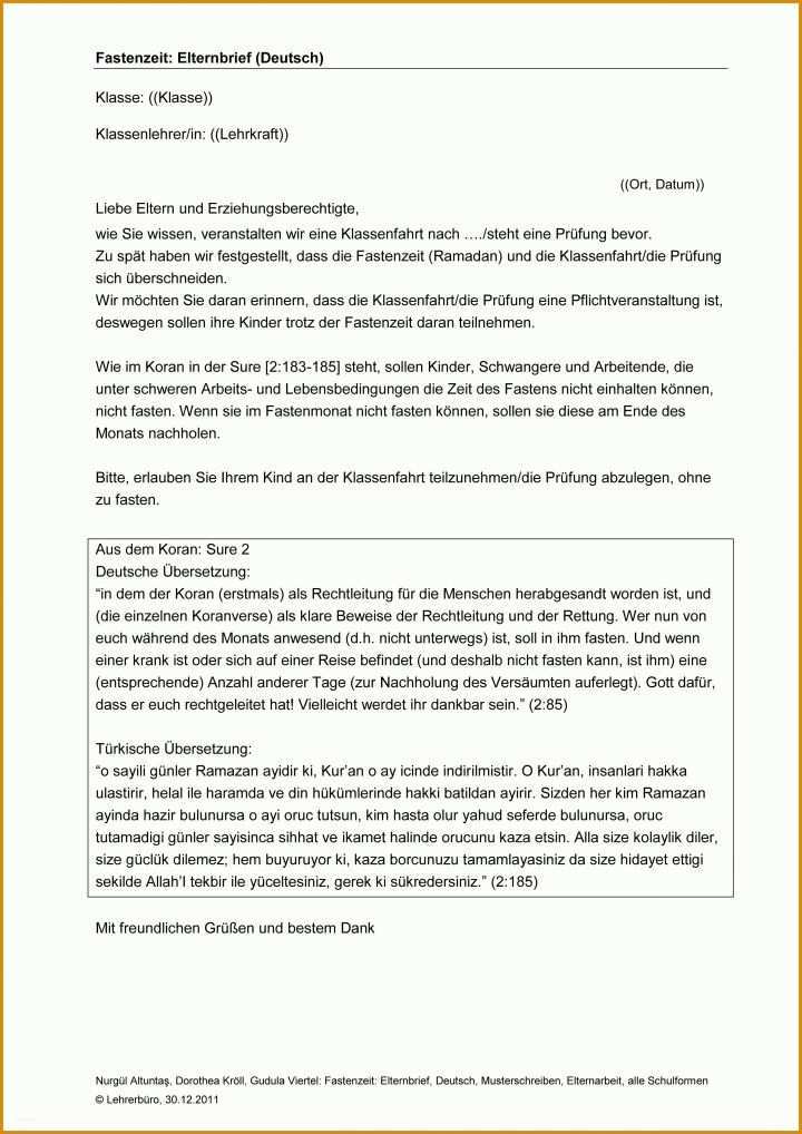 Elternbrief Vorlage 2