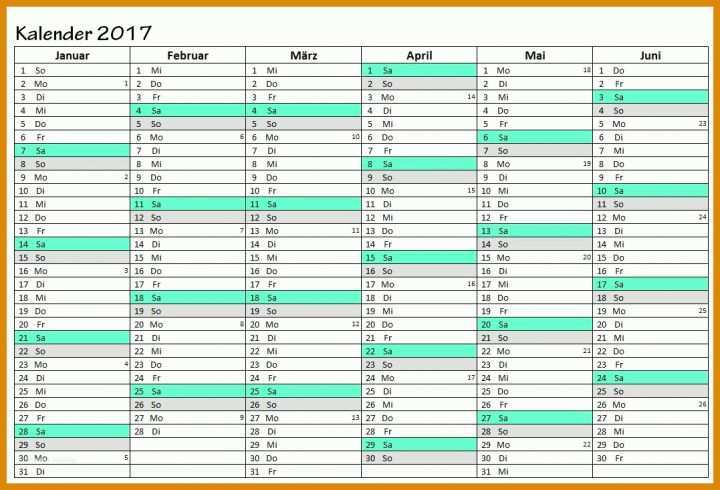 Tolle Excel Vorlage Kalender 2017 1077x733