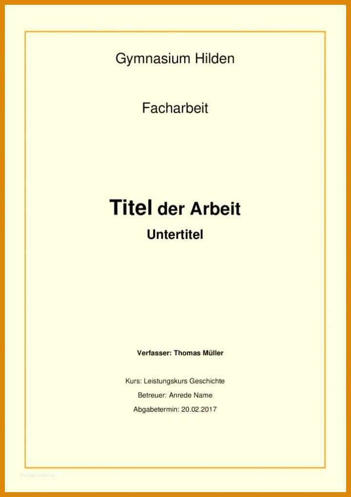 Facharbeit Vorlage Facharbeit Deckblatt