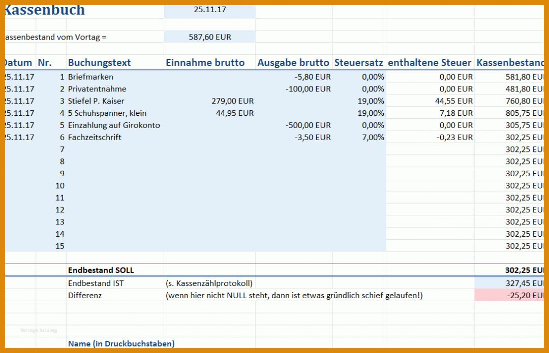 Einzahl Kassenbuch Gemeinnütziger Verein Vorlage 1090x701