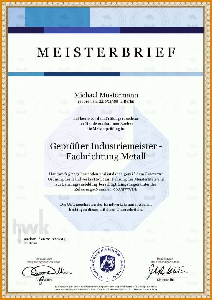 Ungewöhnlich Meisterbrief Vorlage Download 992x1403