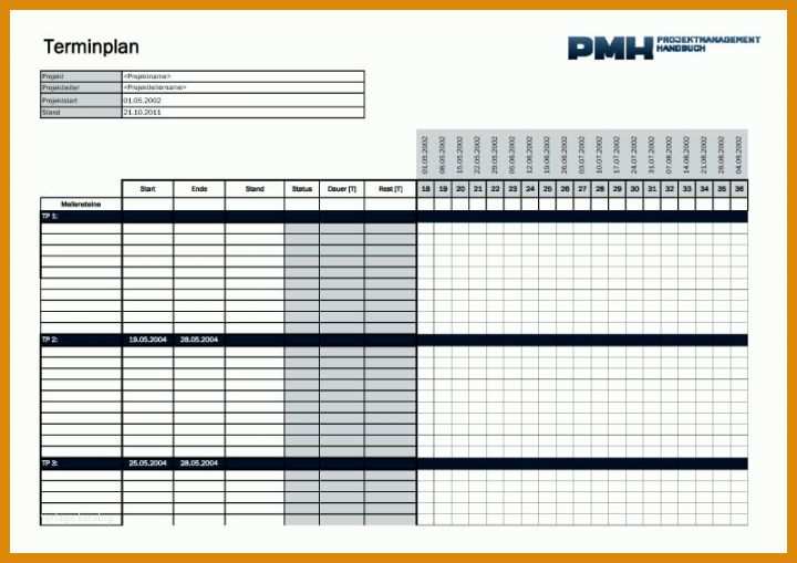 Neue Version Terminplan Vorlage Excel 800x565