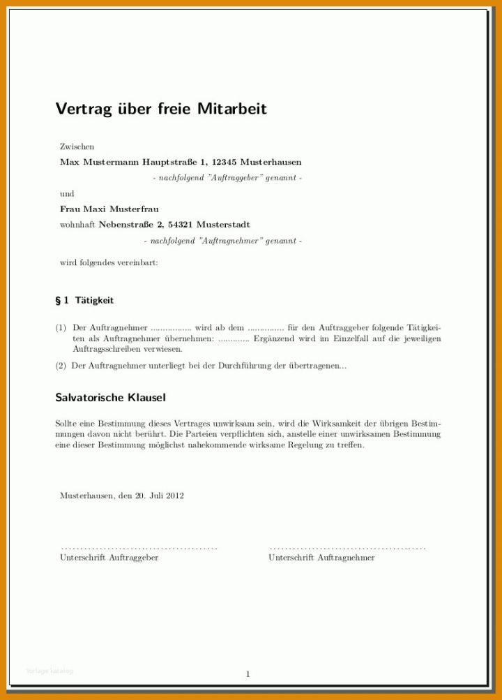 Ideal Unterschrift Erfinden Vorlage 780x1087