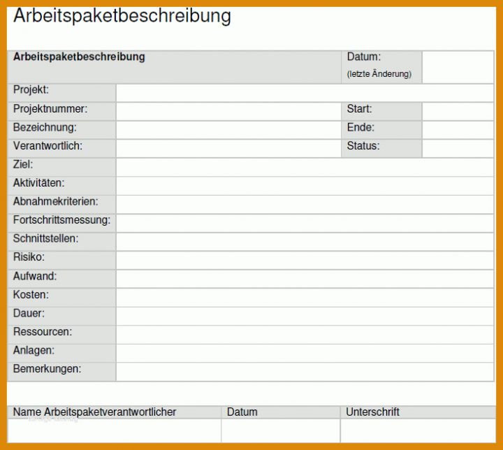 Unvergleichlich Arbeitspaket Vorlage 733x656