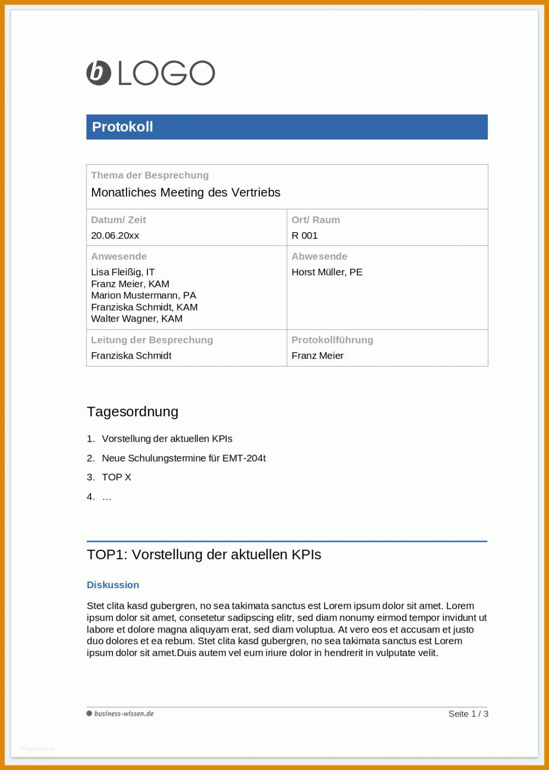 Beeindruckend Besprechungsprotokoll Vorlage Word 1158x1622