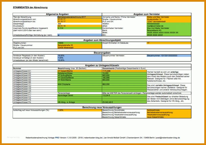 Ausgezeichnet Excel Vorlage Betriebskostenabrechnung 1200x850