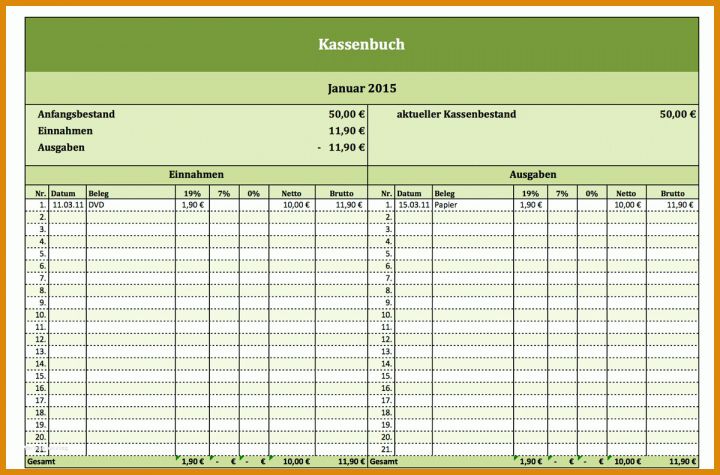Bestbewertet Kassenbuch Excel Vorlage 1200x792