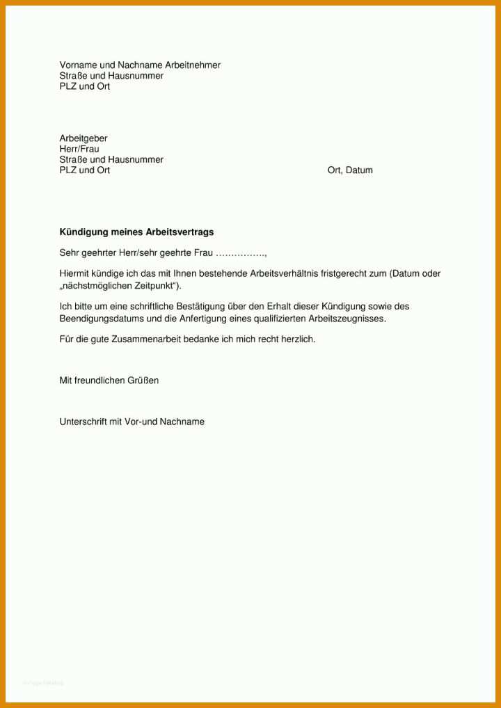 Faszinieren Kündigung Vorlage Pdf 900x1272