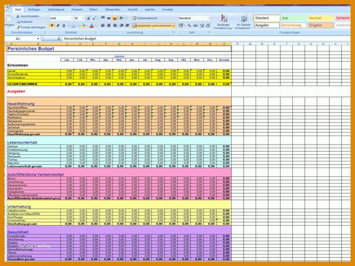 Kreativ Monatliche Ausgaben Excel Vorlage 800x600