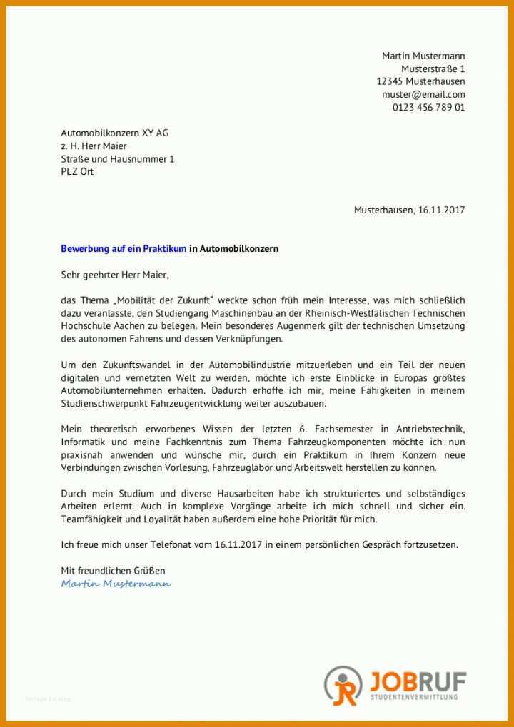 Original Praktikum Anschreiben Vorlage 826x1169