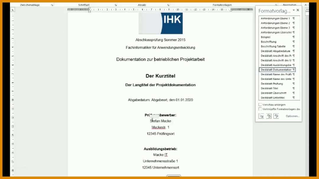 Ausnahmsweise Projektdokumentation Vorlage Kostenlos 1280x720