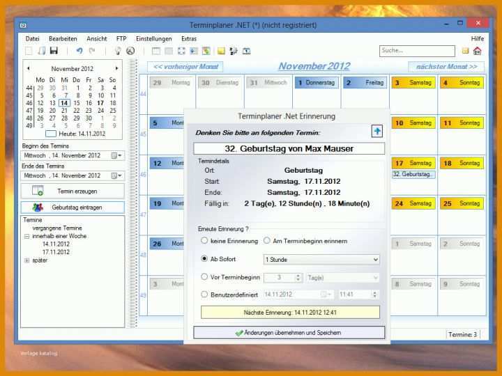 Erstaunlich Terminplaner Excel Vorlage Freeware 996x747