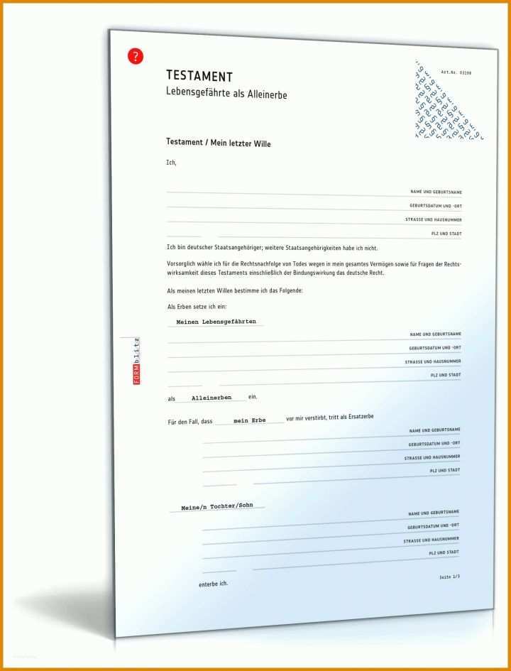 Testament Vorlage Alleinerbe Pdf Testament Lebensgefaehrte Alleinerbe