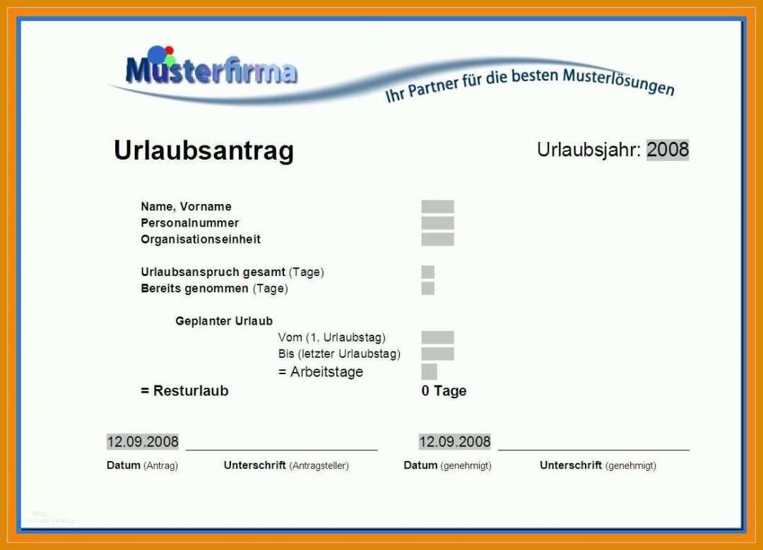 Ausnahmsweise Urlaubsantrag Vorlage 2018 Kostenlos 1166x841