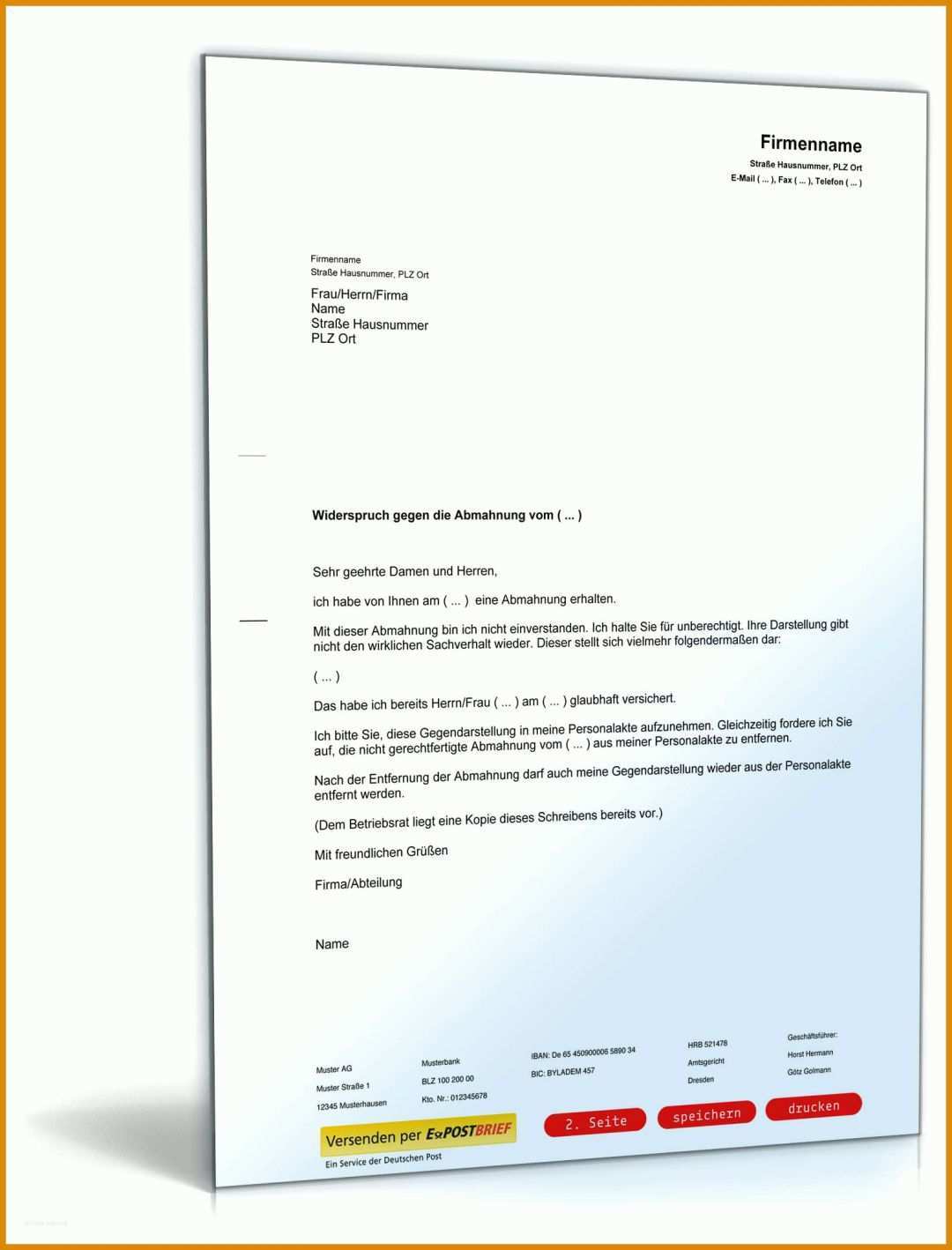 Spezialisiert Vorlage Abmahnung Arbeitnehmer 1600x2100