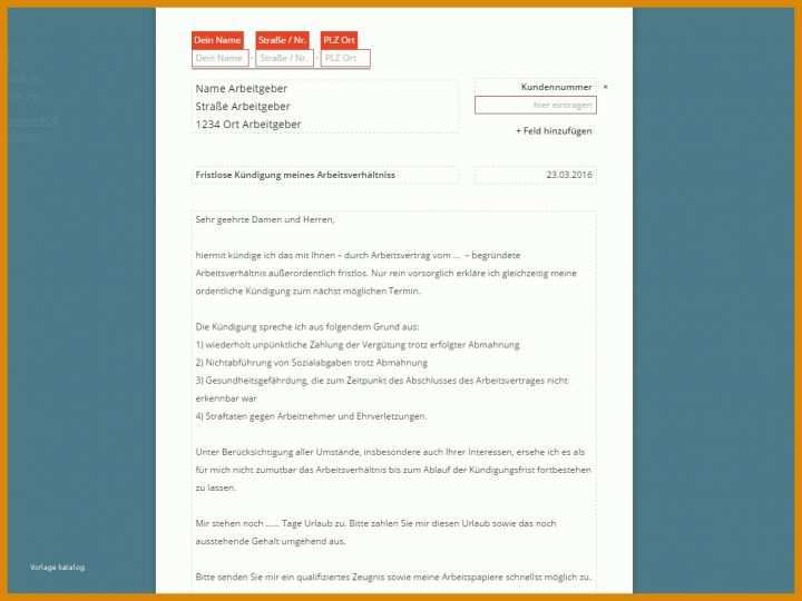 Neue Version Arbeitnehmer Kündigung Vorlage 1076x807