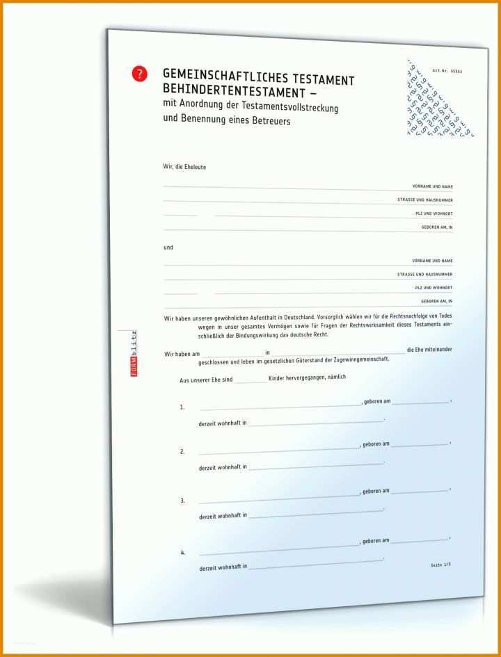 Beste Behindertentestament Vorlage 1600x2100