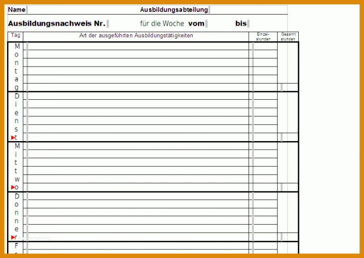 Limitierte Auflage Berichtsheft Vorlage Wöchentlich 826x587