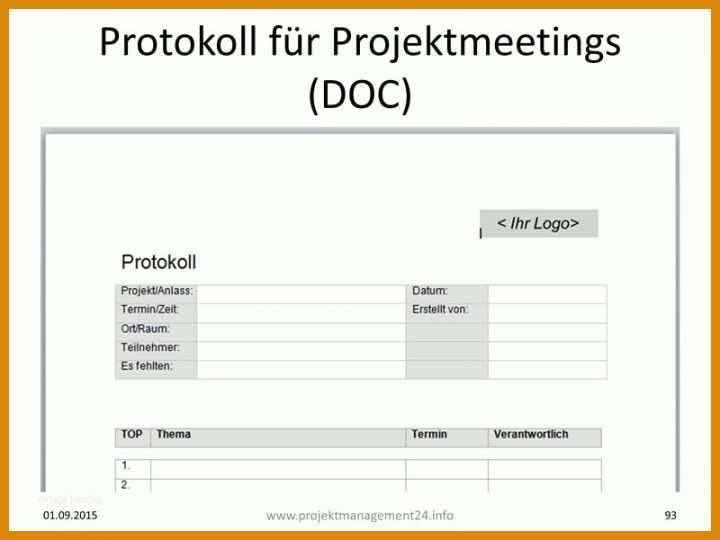 Wunderbar Besprechungsprotokoll Vorlage Pdf 800x600