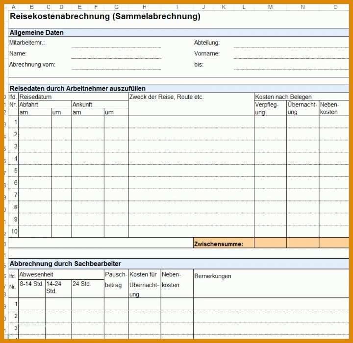 Dienstreiseabrechnung Vorlage Vorlage Formular Fuer Dienstreiseantrag Reisekostenabrechnung Und Privatzung PKW Fuer Arbeitnehmer