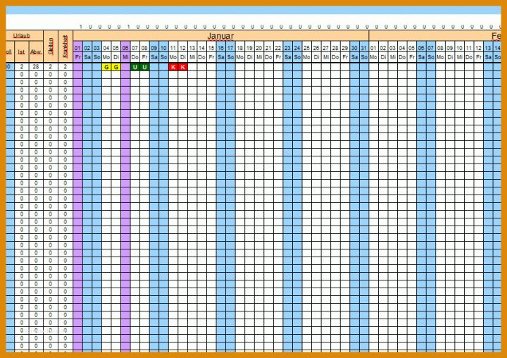 Modisch Download Urlaubsplaner Excel Vorlage 850x600