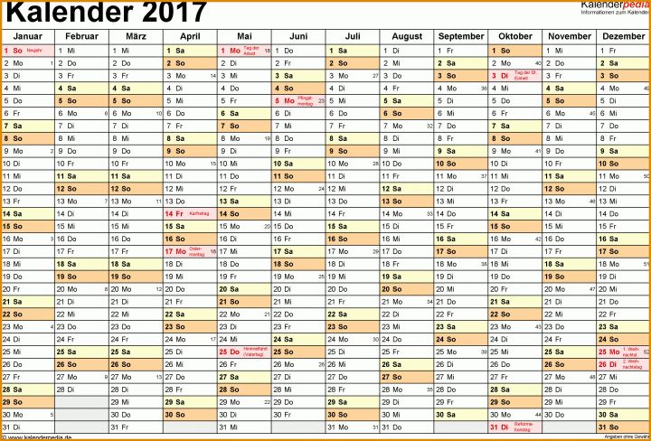 Phänomenal Excel Vorlage Kalender 2017 3159x2143