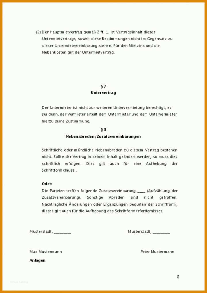 Selten Kündigung Untermietvertrag Vorlage 848x1200
