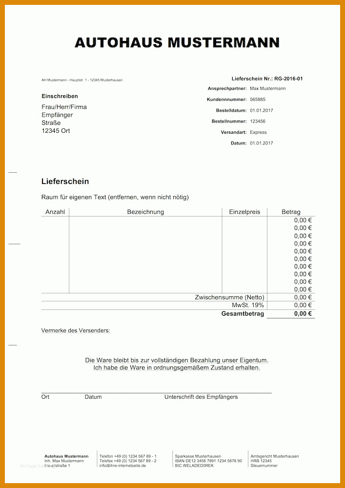 Phänomenal Lieferschein Vorlage 707x1000
