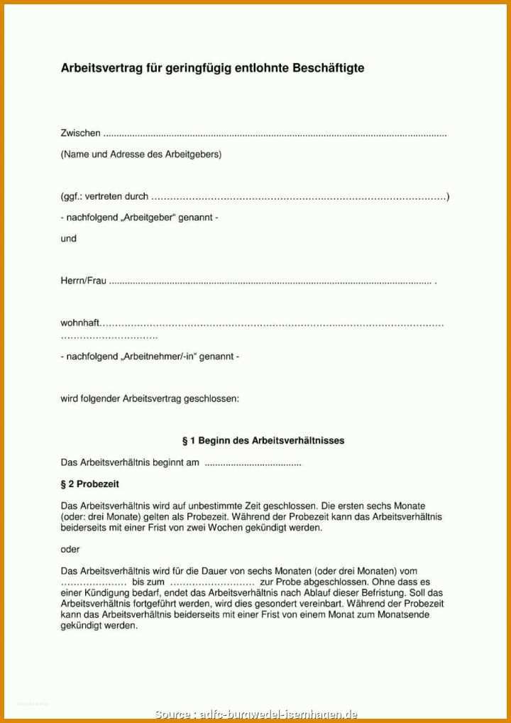 Hervorragend Mitarbeitervertrag Vorlage 1200x1696