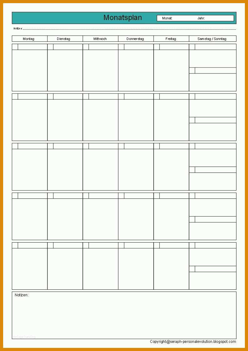 Faszinieren Monatsplan Vorlage 794x1123