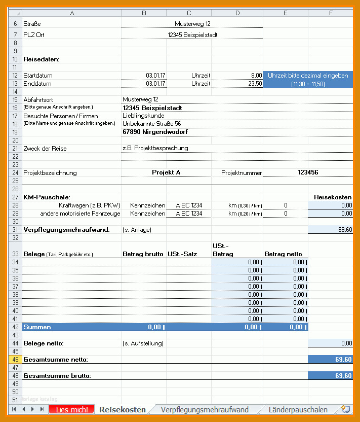 Beste Reisekostenabrechnung Vorlage 2018 711x832