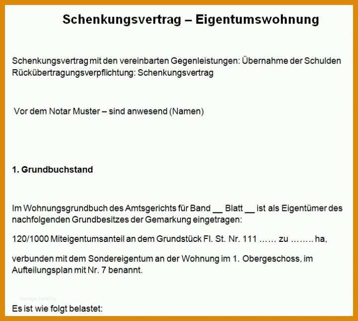 Wunderschönen Schenkungsvertrag Vorlage österreich 724x649