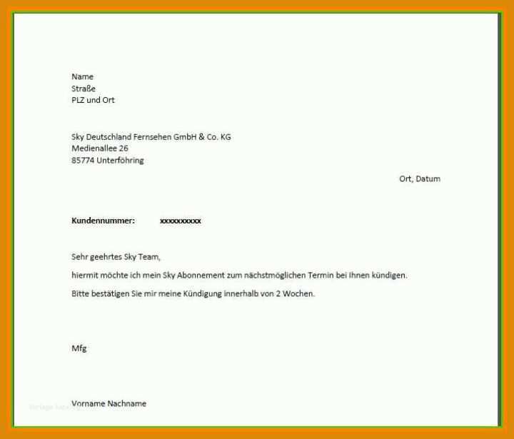 Allerbeste Sky Abo Kündigung Vorlage Pdf 725x619
