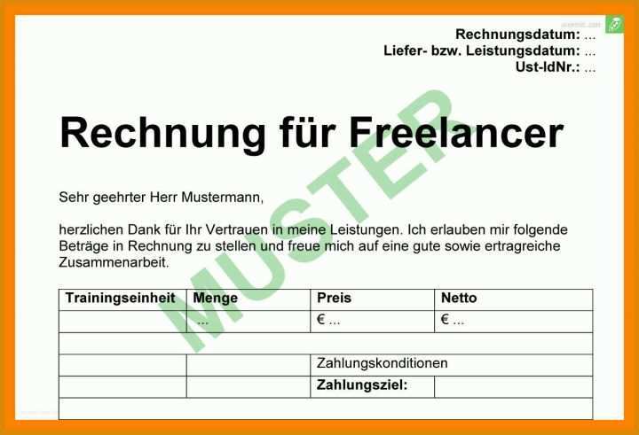Überraschen Vorlage Rechnung Freiberufler 1260x860