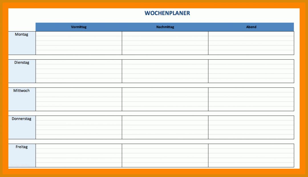 Sensationell Wochenplan Vorlage Excel 1178x680