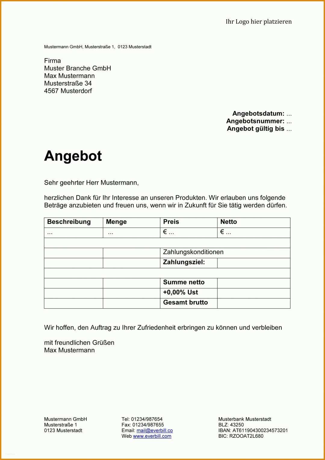 Größte Angebot Kleinunternehmer Vorlage 2480x3508