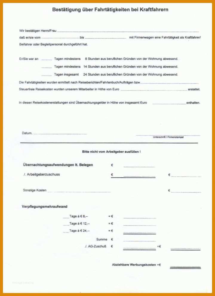 Toll Bescheinigung Zur Vorlage Beim Finanzamt Auswärtstätigkeit 2017 726x1000