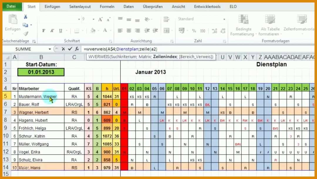 Hervorragend Dienstplan Excel Vorlage Download 1280x720