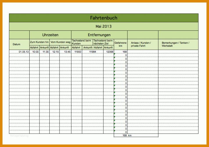 Ausnahmsweise Fahrtenbuch Excel Vorlage 834x589