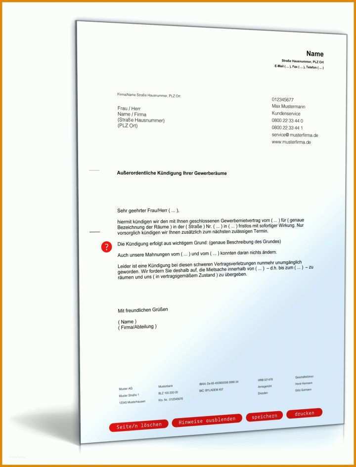 Unvergesslich Fristlose Kündigung Vermieter Vorlage Kostenlos 1600x2100