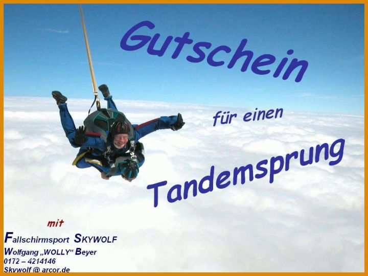 Gutschein Tandemsprung Vorlage Tandemgutschein