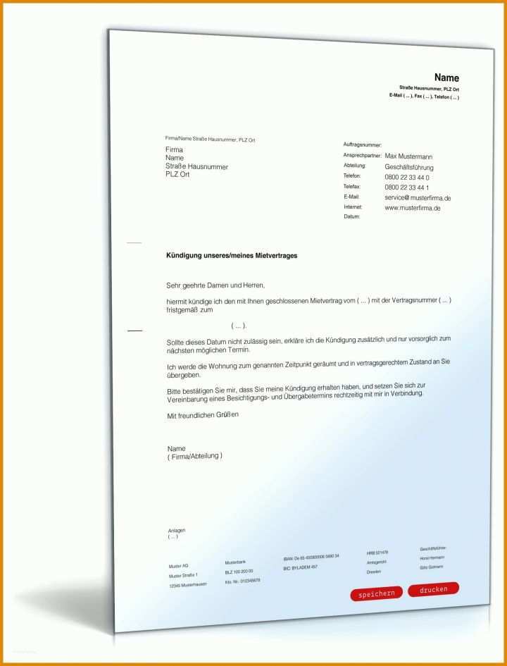 Phänomenal Kündigung Mietvertrag Mieter Vorlage 1600x2100