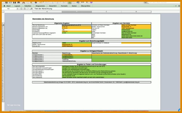 Faszinierend Vorlage Für Nebenkostenabrechnung 1024x640