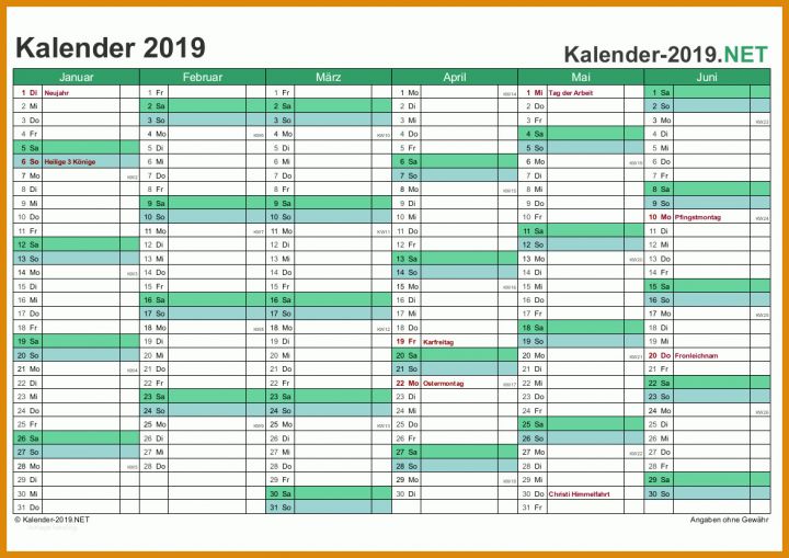 Ausnahmsweise Wandkalender 2019 Vorlage 1169x826