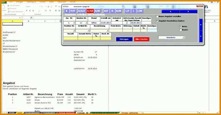 Schockieren Angebot Vorlage Excel 1502x782