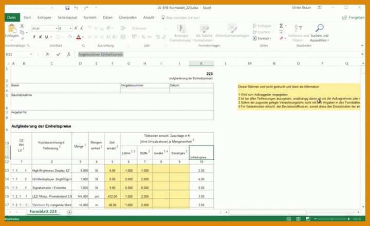 Formblatt 223 Excel Vorlage Kostenlos Efb Formblatt 223