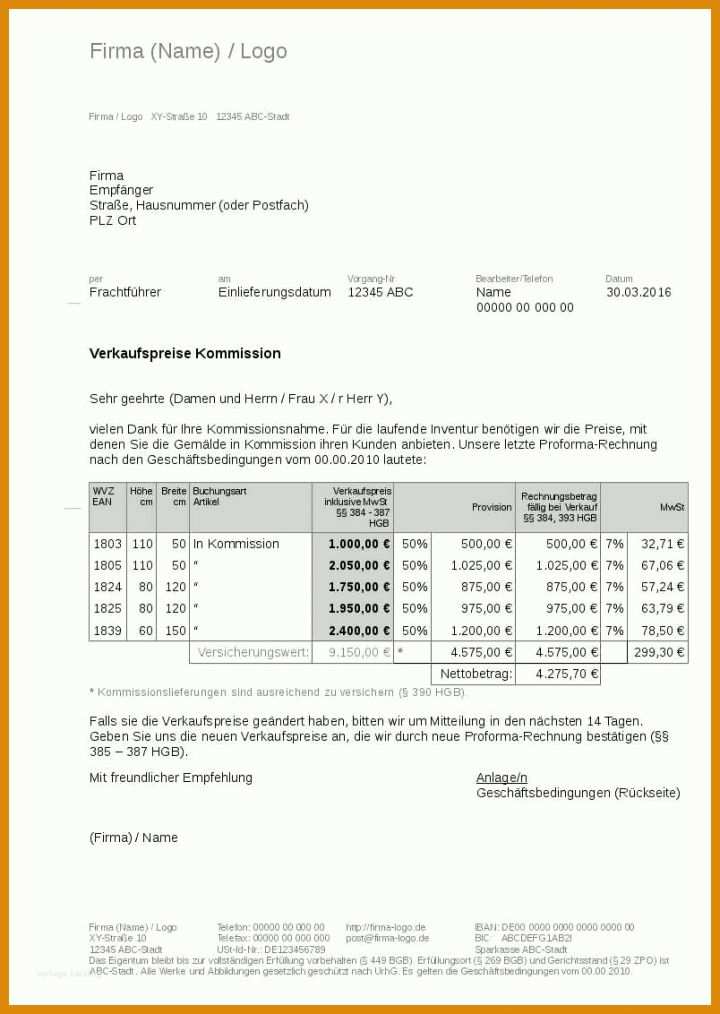 Erstaunlich Kommissionsvertrag Vorlage 804x1132