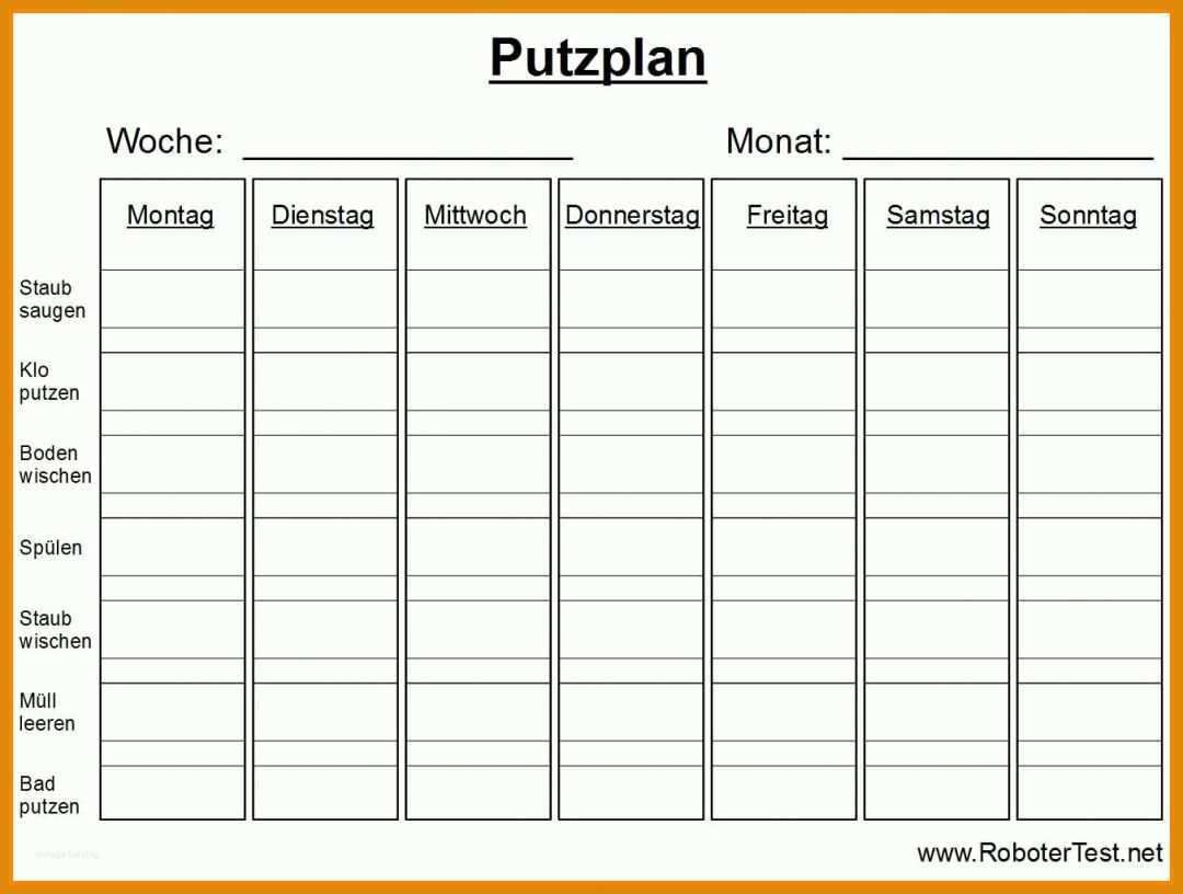 Neue Version Putzplan Vorlage Excel 1353x1022
